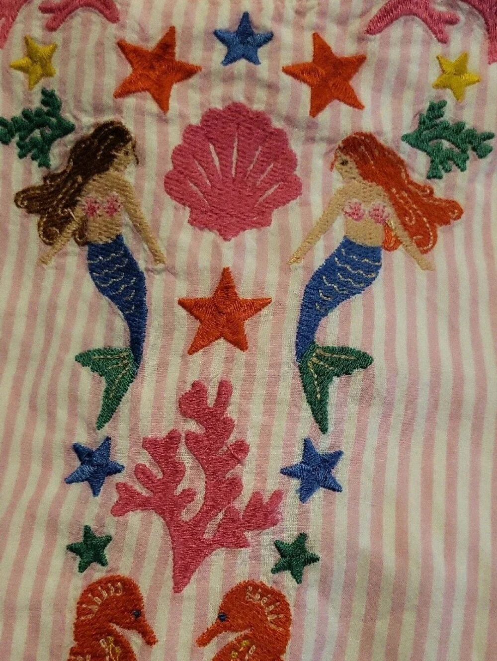 Mini Boden Pink Striped Embroidered Sundress